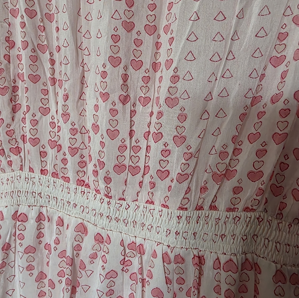 Bell Rain‎ Light Past pink Multi Puff Sleeve Mini Dress Silk Sz Large - Picture 12 of 12